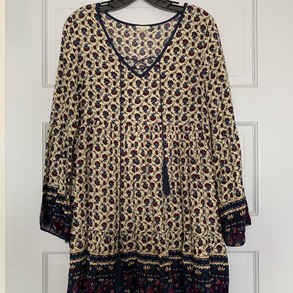 En Créme Long Sleeve Tunic Pullover T-shirt Dress